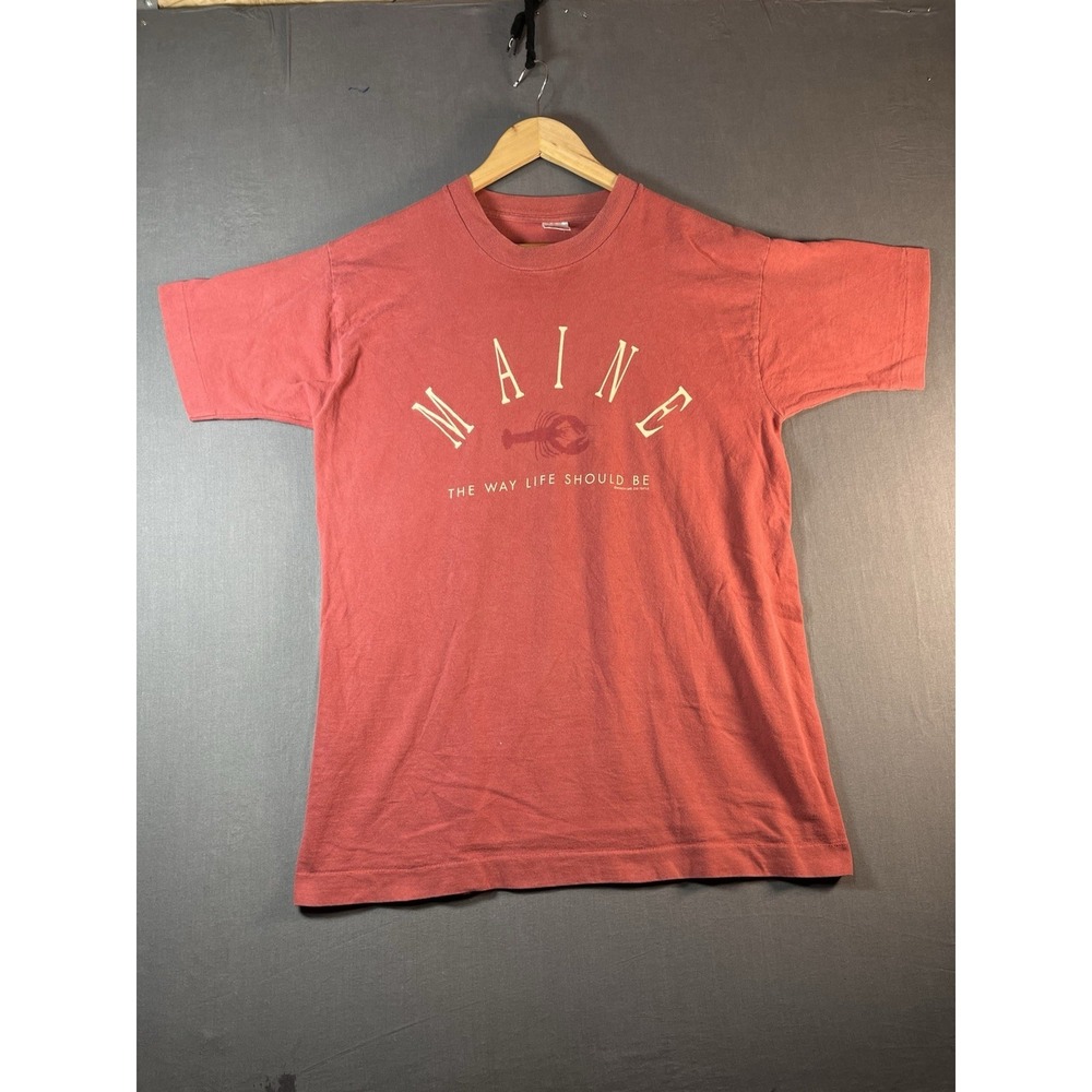 Vintage 90s Maine "The Way Life Should Be" Graphic T-Shirt Sz L Single Stitch